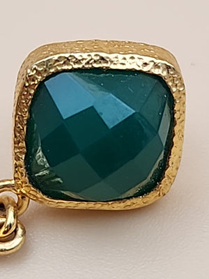 HSN CAROL BRODIE Gold Vermeil Faceted Black & Green Onyx Pear Drop Earrings