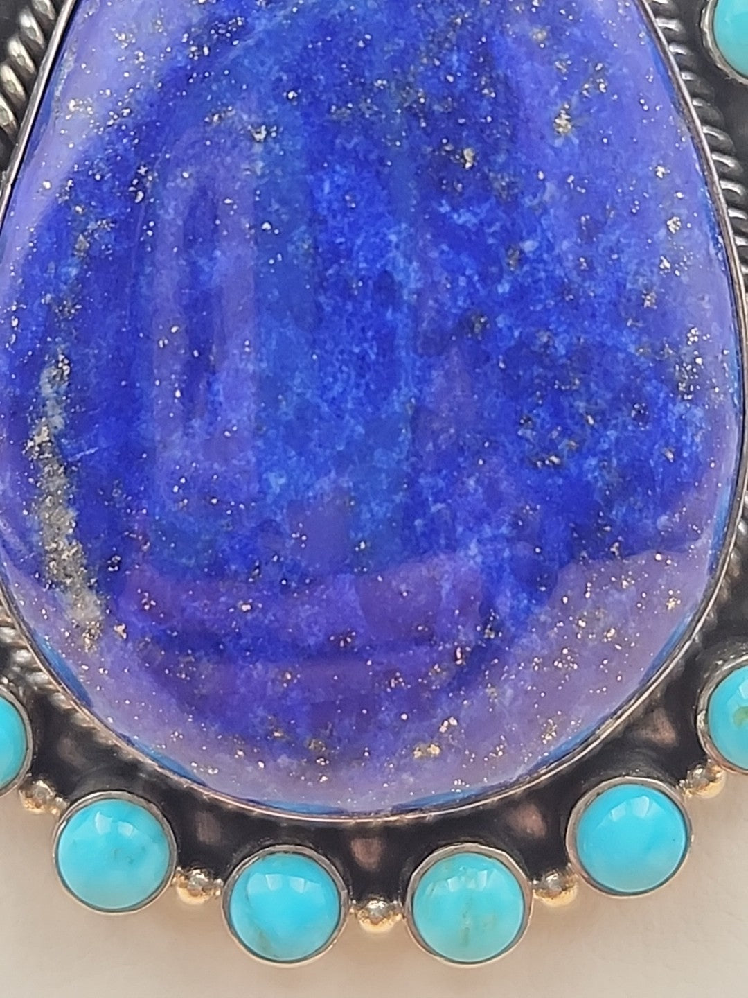 Sleeping Beauty Turquoise/Lapis Lazuli Cabochon/Sterling Silver Pendant