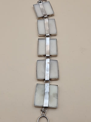 M.O.P./Sterling Silver Panel Bracelet/Inlaid M.O.P. Sterling Ring Size 8