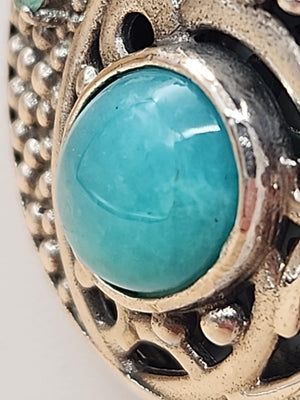 BERIA Turkish Turquoise/Mystic Topaz/Green Onyx/Sterling Silver Filagree Pendant