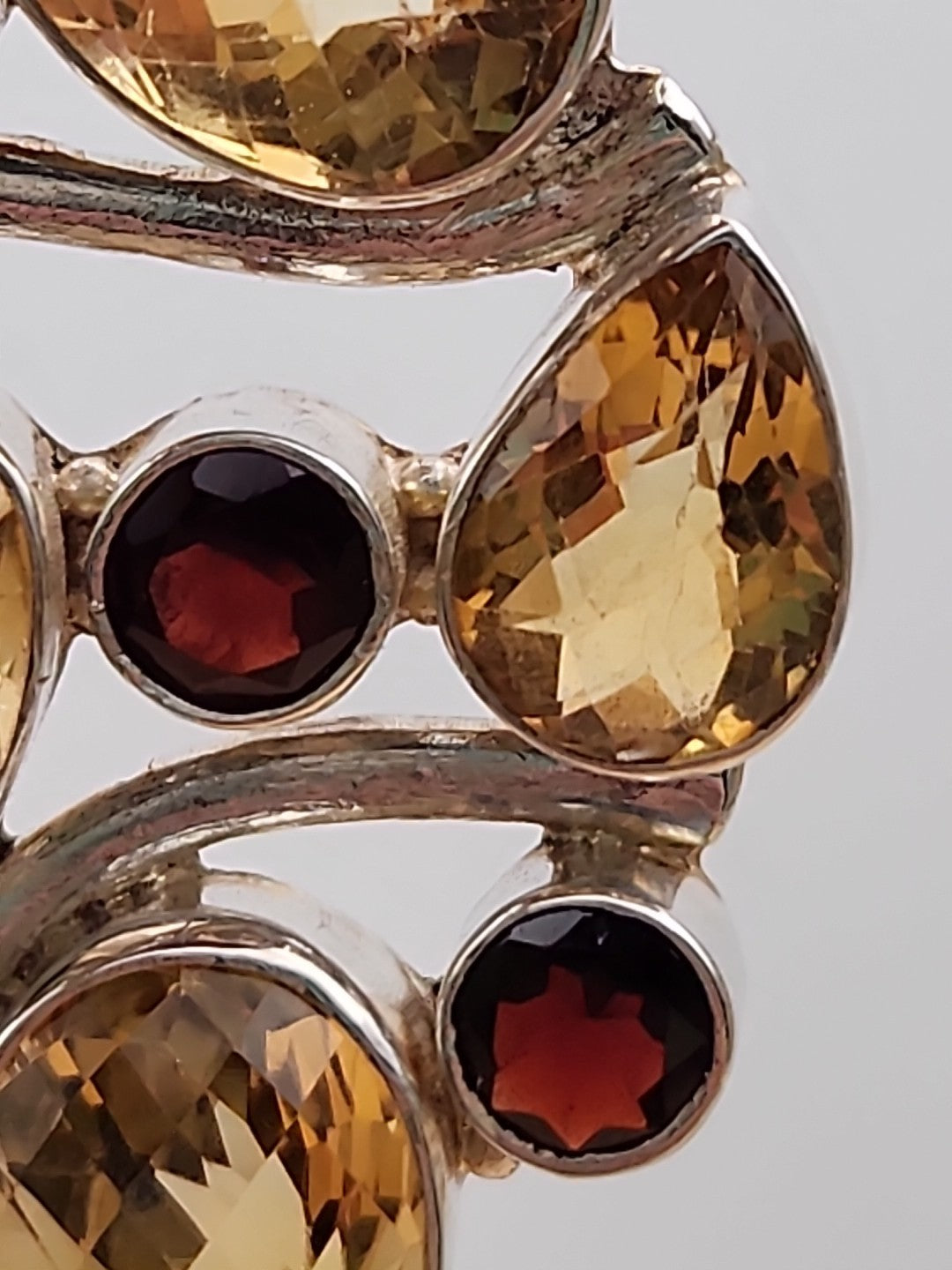Garnet/Citrine/Sterling Silver Mixed Cut Pendant