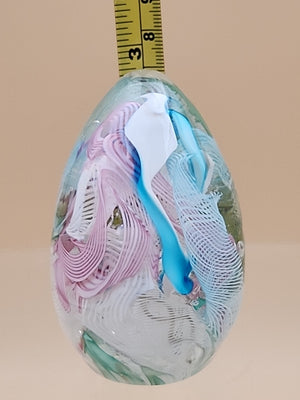 MURANO Italy Fratelli Toso Latticino Millefiori Scramble Pastel Egg Paperweight