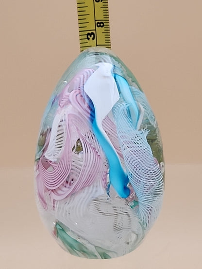 MURANO Italy Fratelli Toso Latticino Millefiori Scramble Pastel Egg Paperweight