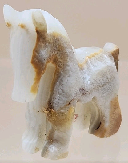 Hand Carved Mexican Marble Horse/Donkey Vintage 1.75" Figurines Lot Of 2