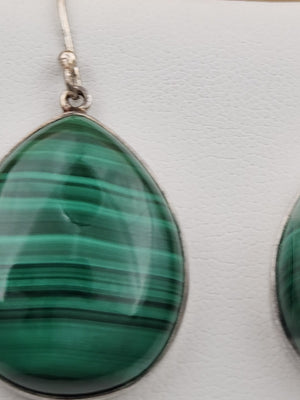 HSN Malachite/Sterling Silver Beaded Adjustable 24" Necklace & Earring Set