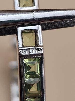JTV Green Peridot/Sterling Silver/ 2" Channel Set/ Inside Out Hoop Earrings