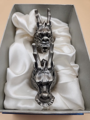 5IVESIS Set Of 2 Pewter Dragons Head Shot Glasses