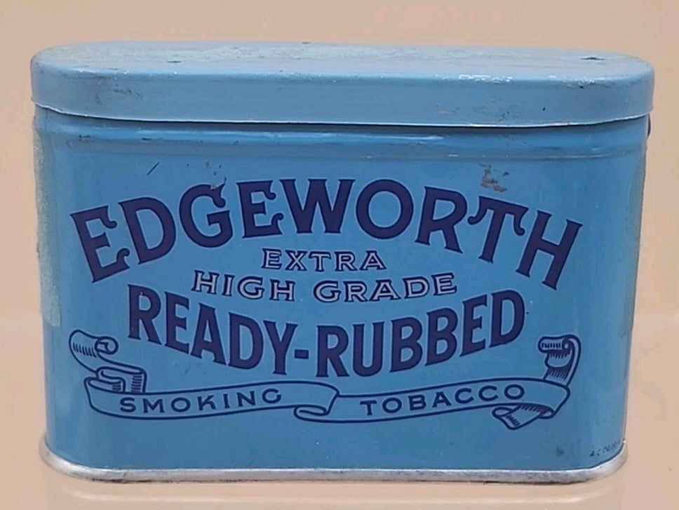 1920's LARUS & BROTHER CO./EDGEWORTH Vintage Advertising Tin Can With Hinged Lid