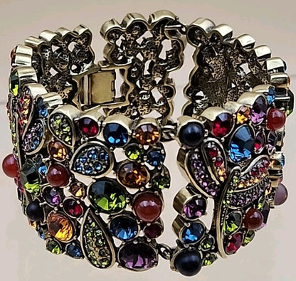 HEIDI DAUS Multi Color Faceted Swarovski Crystal/Dragonfly Panel Bracelet