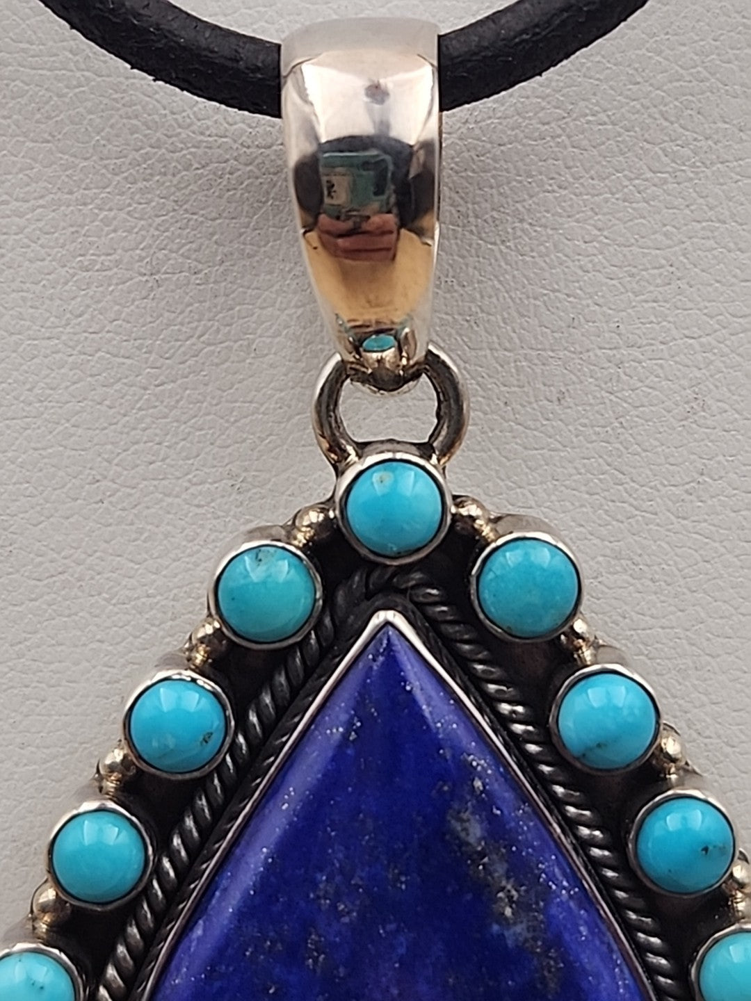 Sleeping Beauty Turquoise/Lapis Lazuli Cabochon/Sterling Silver Pendant