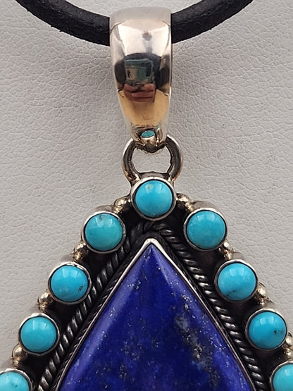 Sleeping Beauty Turquoise/Lapis Lazuli Cabochon/Sterling Silver Pendant