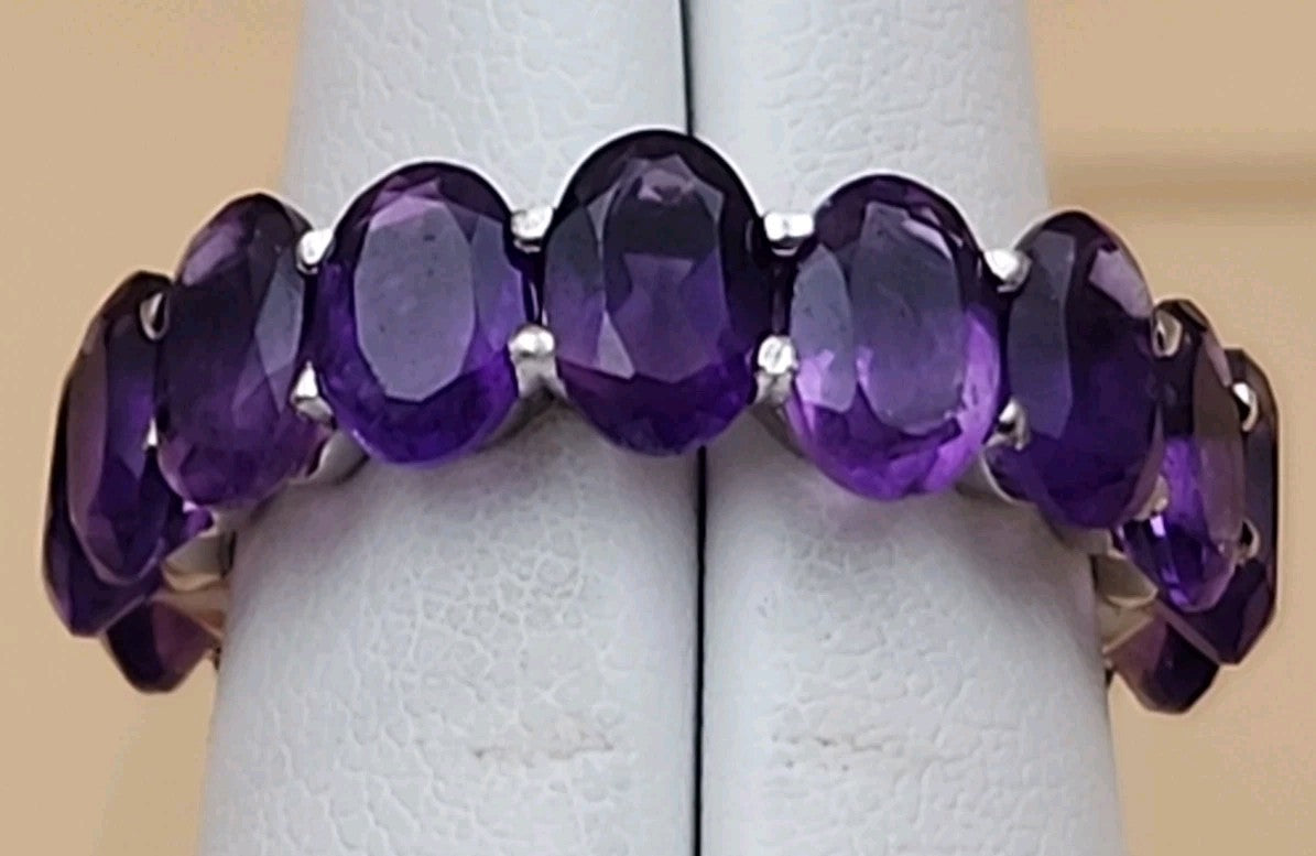 Amethyst/Sterling Silver Eternity Ring Size 6