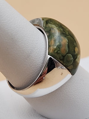 Rainforest Jasper/Sterling Silver Ring Size 8