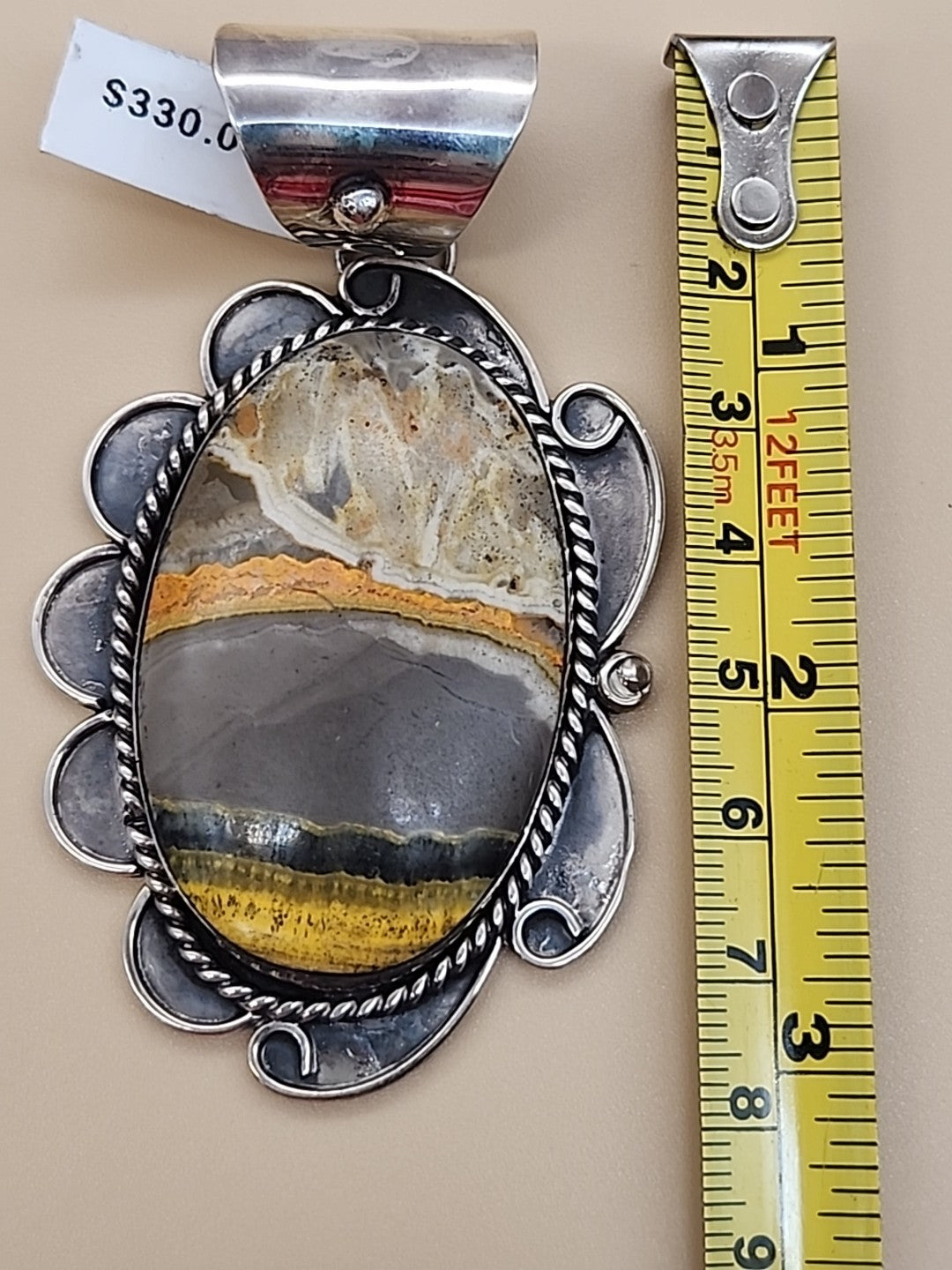 GARY NEZ NAVAJO Bumblebee Jasper/Sterling Silver Pendant