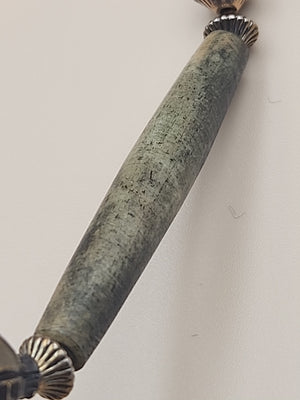 Polished Carved Green Agate Stone/African Elephant  30" Gold Tone Necklace