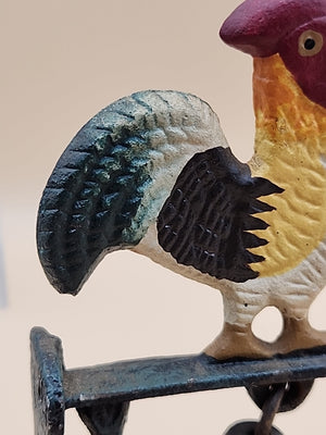 Vintage Cast Iron Painted Rooster Dinner Bell 6.5” Tall Door Bell