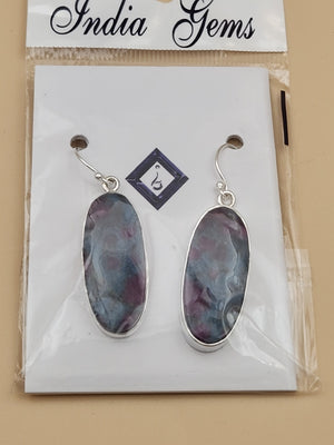 INDIA GEMS Eudialyte/Sterling Silver Dangle/Drop Earrings & Matching Pendant