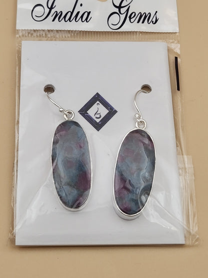 INDIA GEMS Eudialyte/Sterling Silver Dangle/Drop Earrings & Matching Pendant