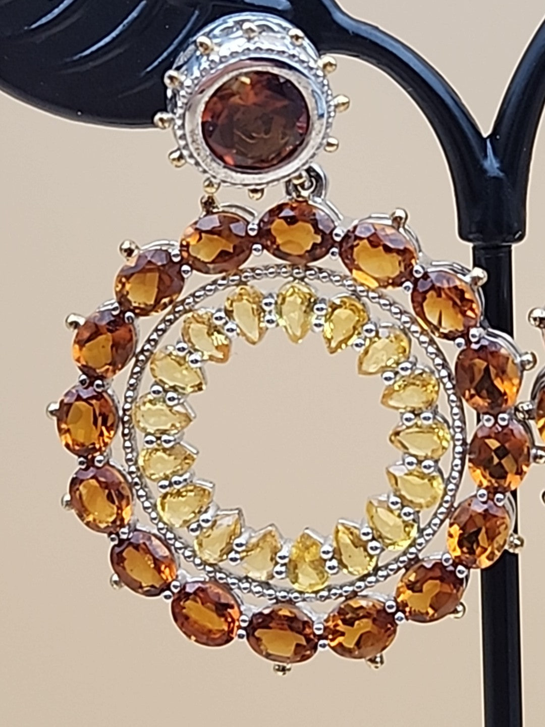 DALLAS PRINCE Yellow/Orange Citrine Drop/Dangle Hoop Earrings