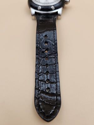 GLAM ROCK Black Alligator Leather/Diamond Bezel/Miami #GR10021 NEW BATTERY