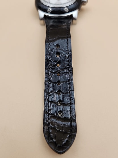 GLAM ROCK Black Alligator Leather/Diamond Bezel/Miami #GR10021 NEW BATTERY