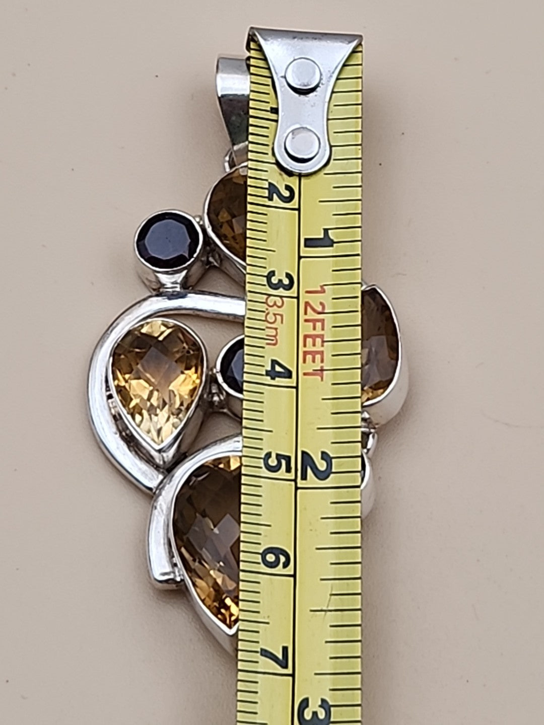 Garnet/Citrine/Sterling Silver Mixed Cut Pendant