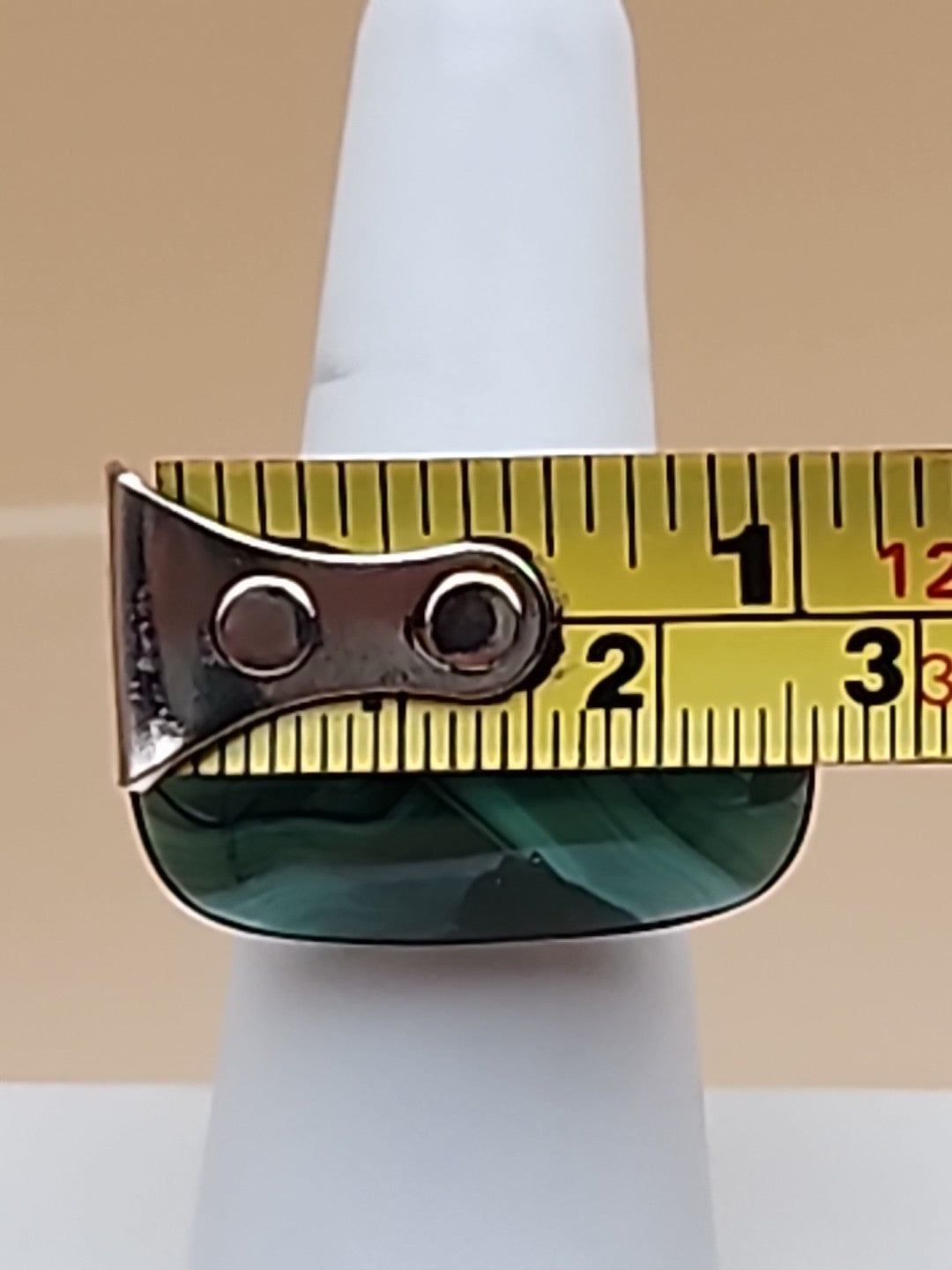DESERT ROSE TRADING Chunky Square Congo Malachite/Sterling Silver Ring Size 7