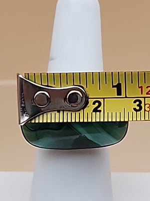 DESERT ROSE TRADING Chunky Square Congo Malachite/Sterling Silver Ring Size 7