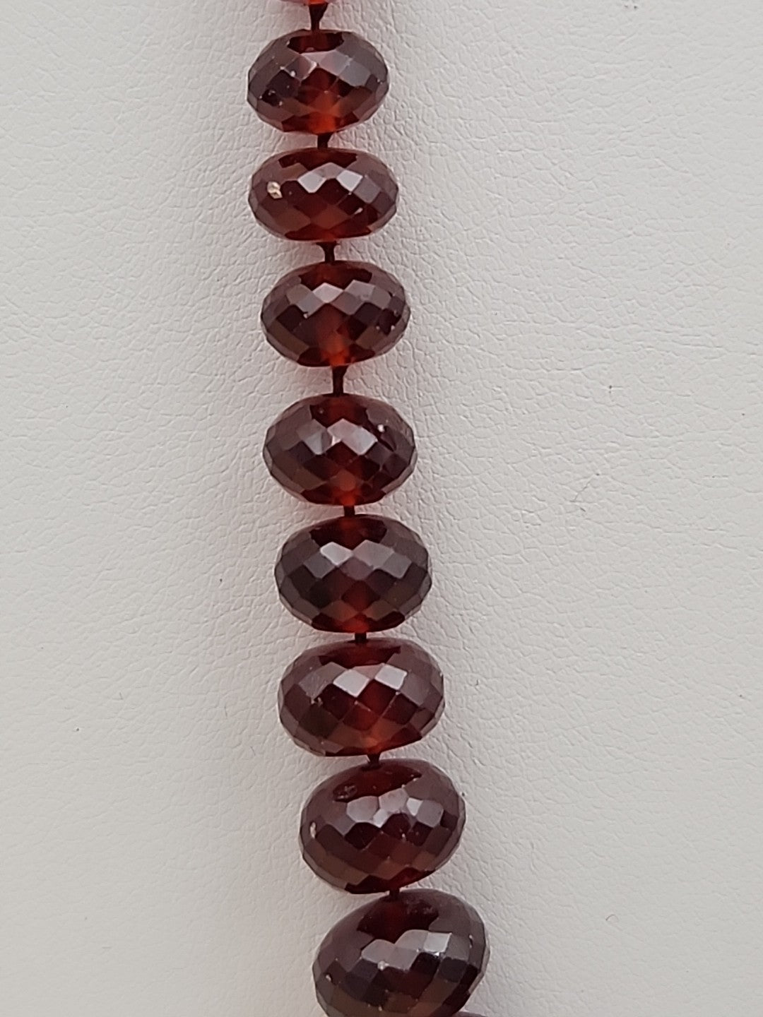 Faceted Rondele Hessonite Garnet Vermeil Graduated Vintage 26" Necklace