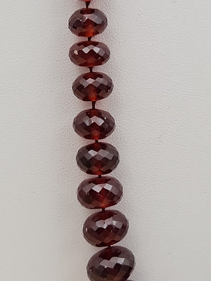 Faceted Rondele Hessonite Garnet Vermeil Graduated Vintage 26" Necklace
