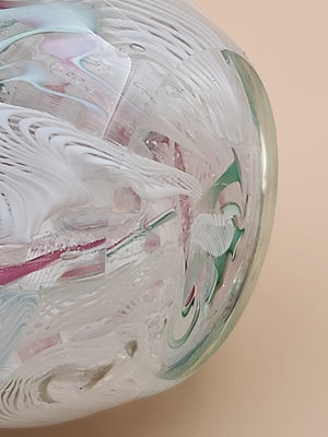 MURANO Italy Fratelli Toso Latticino Millefiori Scramble Pastel Egg Paperweight