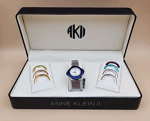 ANNE KLEIN II Vintage Interchangeable Bezel Womens Silver Tone Watch NEW BATTERY