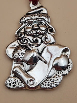 GORHAM Sterling Silver Plated Santa Claus Christmas Ornaments Set Of 3