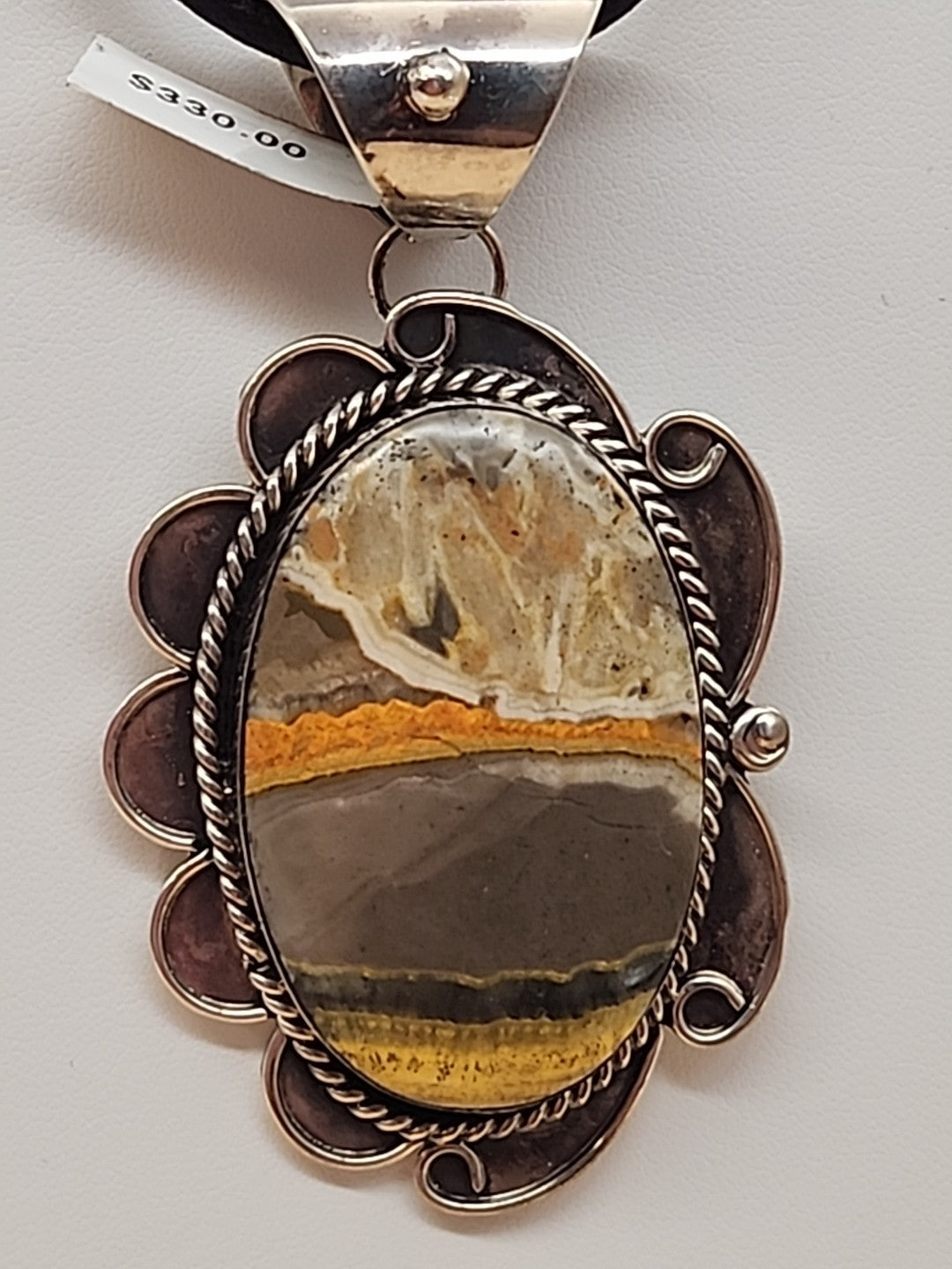GARY NEZ NAVAJO Bumblebee Jasper/Sterling Silver Pendant