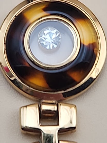 GRUEN  Vintage Tortoise Shell Design/Gold Tone/Crystal Watch/Necklace/EarringSet
