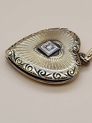 L.S. AND COMPANY Diamond/Sterling Silver/ Antique WWII Sweetheart Locket