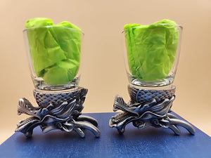 5IVESIS Set Of 2 Pewter Dragons Head Shot Glasses