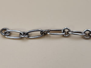 TIFFANY AND CO. 925 Silver Dbl. Dangle Heart 8" Open Link Charm Bracelet