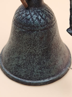 Vintage Cast Iron Painted Rooster Dinner Bell 6.5” Tall Door Bell