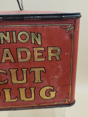 1900's UNION LEADER Antique Cut Plug Tobacco Tin With Lock And Handle