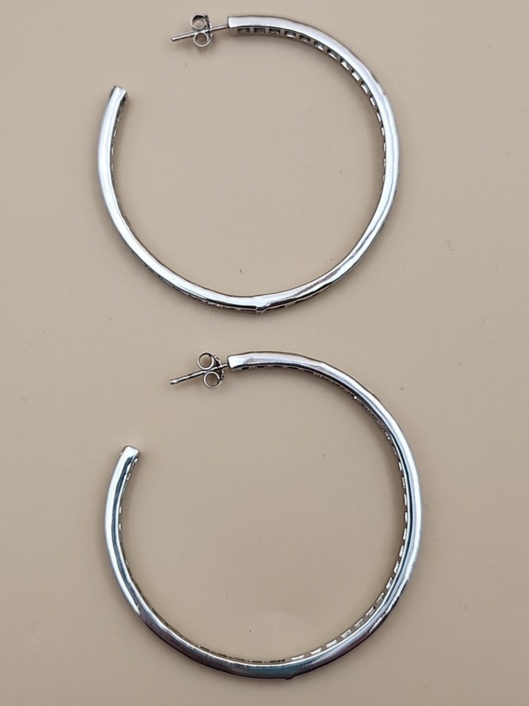 JTV Green Peridot/Sterling Silver/ 2" Channel Set/ Inside Out Hoop Earrings