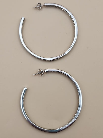 JTV Green Peridot/Sterling Silver/ 2" Channel Set/ Inside Out Hoop Earrings