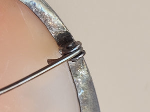 Sterling Silver Victorian Hand Carved 40mm Cameo Pendant/Brooch