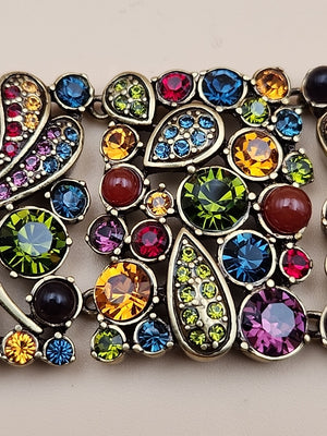 HEIDI DAUS Multi Color Faceted Swarovski Crystal/Dragonfly Panel Bracelet