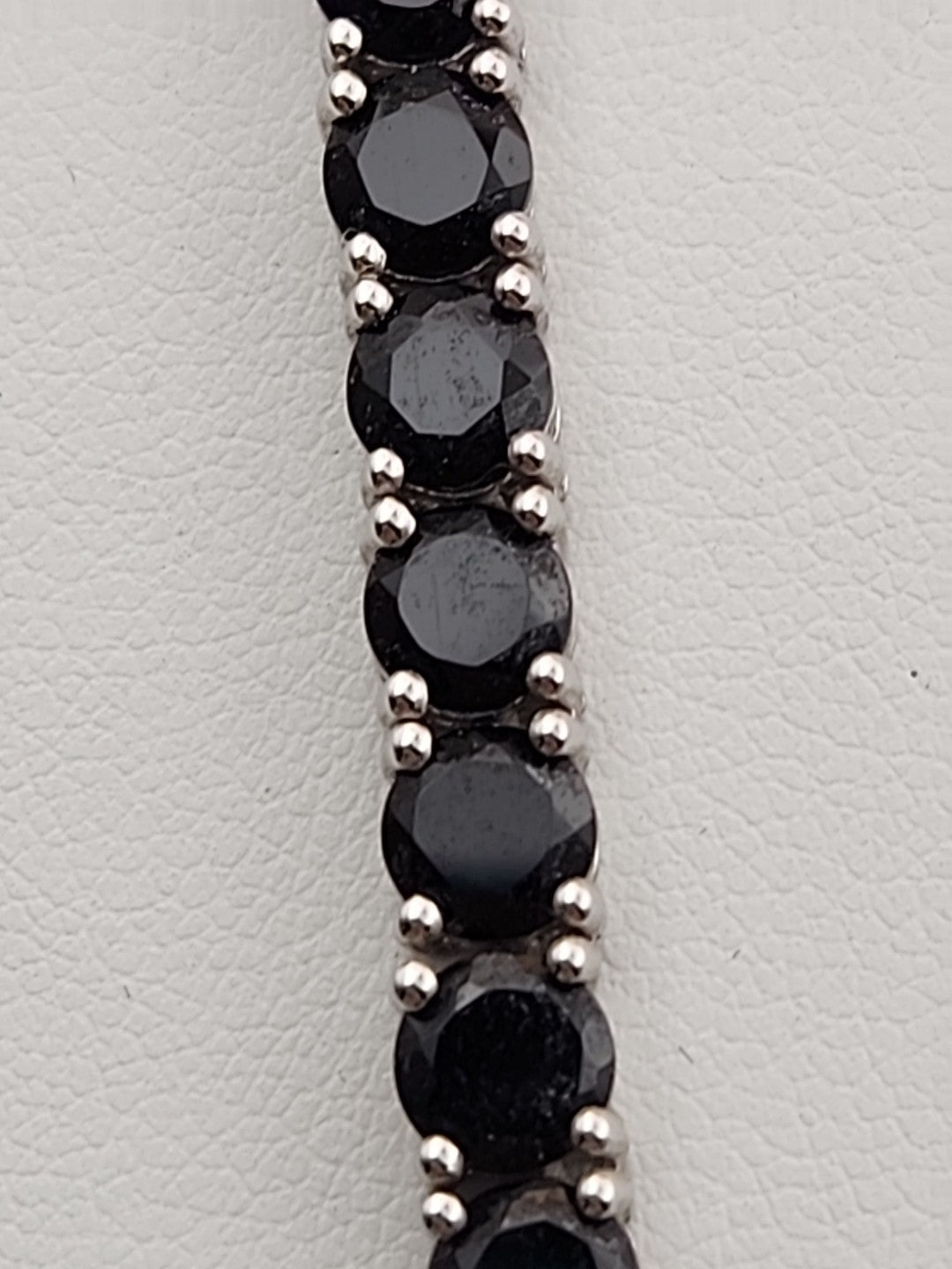 Black Onyx/Sterling Silver 18" Tennis Necklace