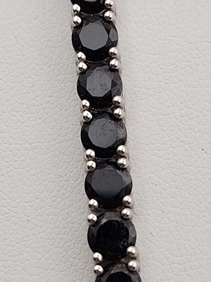 Black Onyx/Sterling Silver 18" Tennis Necklace