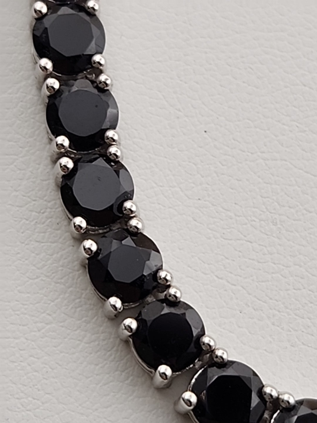 Black Onyx/Sterling Silver 18" Tennis Necklace