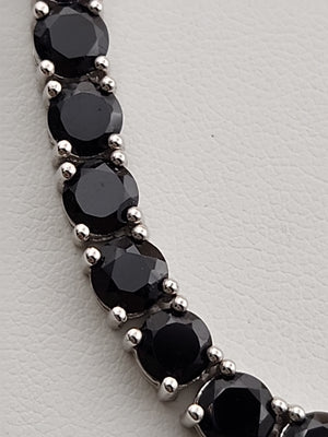 Black Onyx/Sterling Silver 18" Tennis Necklace