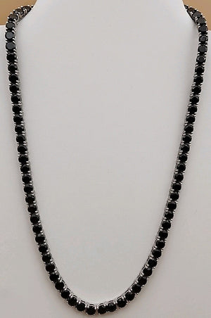 Black Onyx/Sterling Silver 18" Tennis Necklace
