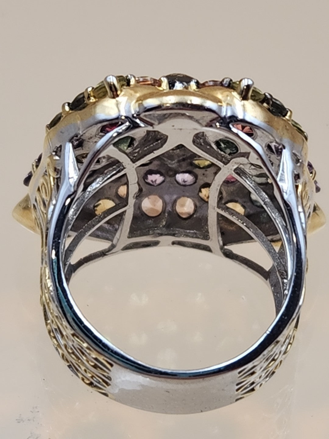 MICHAEL VALITUTTI Multi Gemstone/Sterling Silver/ Panther/Jaguar Head Ring Sz.5